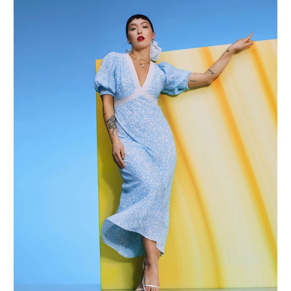 RIXO x Target blue floral midi dress